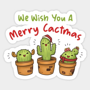 We Wish You A Merry Cactmas Christmas Cactus Sticker